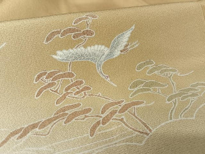 平和屋着物●訪問着 友禅 飛鶴風景文 暈し染め 正絹 逸品 AAAX0249np