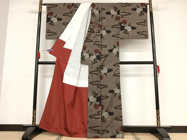 平和屋着物●本場大島紬　一元7マルキ　雲取り枝花文　正絹　逸品　AAAX0255np