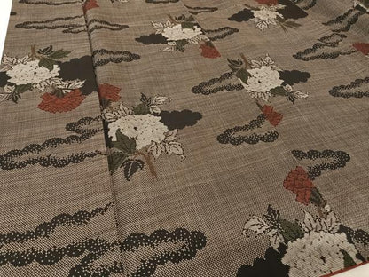 平和屋着物●本場大島紬　一元7マルキ　雲取り枝花文　正絹　逸品　AAAX0255np
