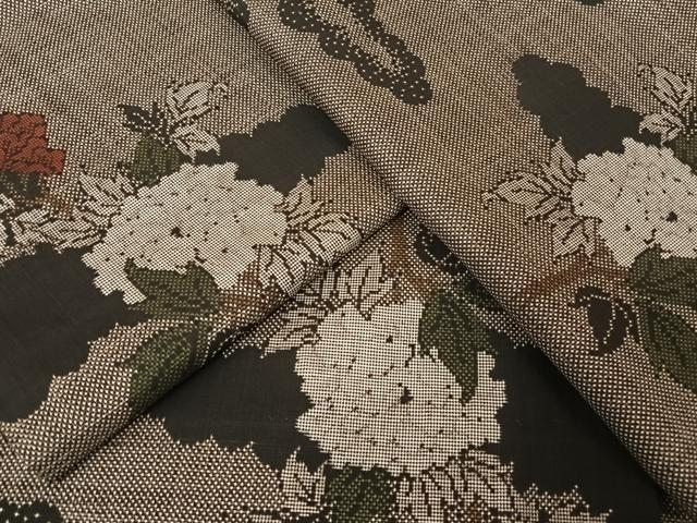 平和屋着物●本場大島紬　一元7マルキ　雲取り枝花文　正絹　逸品　AAAX0255np