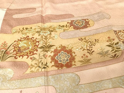 平和屋着物●訪問着　駒刺繍　正倉院花鳥文　金糸　金彩　鈴乃屋扱い　正絹　逸品　AAAX0283np