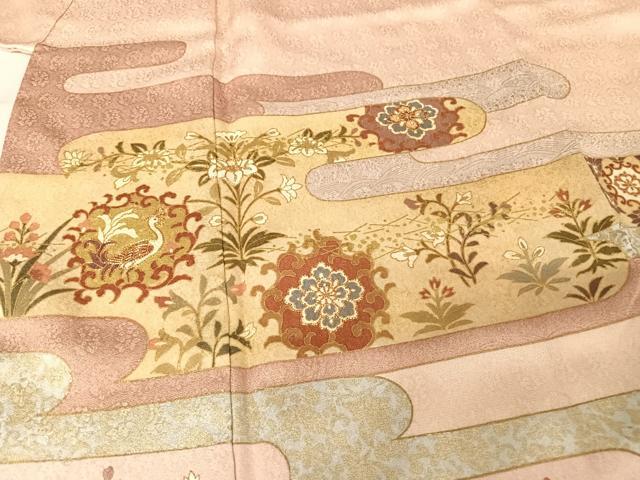 平和屋着物●訪問着　駒刺繍　正倉院花鳥文　金糸　金彩　鈴乃屋扱い　正絹　逸品　AAAX0283np