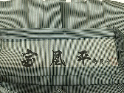 平和屋着物●男性　宝凰平　馬乗り袴　壽峯作　縞　正絹　逸品　AAAX0289np