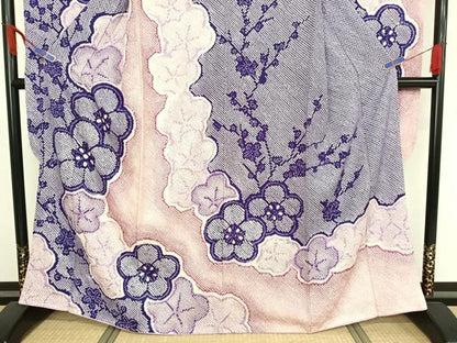 平和屋着物●豪華振袖　総絞り　舞梅文　暈し染め　正絹　逸品　AAAX0292np