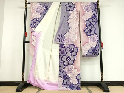 平和屋着物●豪華振袖　総絞り　舞梅文　暈し染め　正絹　逸品　AAAX0292np