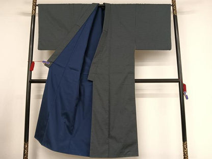 平和屋着物●男性　紬　アンサンブル　亀甲絣　正絹　逸品　AAAX0296np