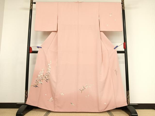 平和屋着物●京加賀友禅 百貫石峰 訪問着 枝花文 暈し染め 正絹 逸品 AAAX0307np
