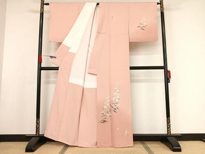 平和屋着物●京加賀友禅 百貫石峰 訪問着 枝花文 暈し染め 正絹 逸品 AAAX0307np