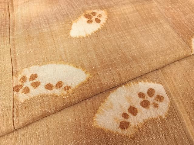 平和屋着物●上質な紬 絞り 地紙花文 正絹 逸品 AAAX0311np