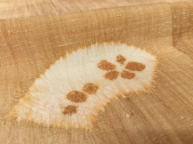 平和屋着物●上質な紬 絞り 地紙花文 正絹 逸品 AAAX0311np