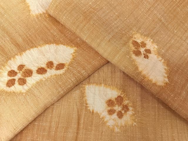 平和屋着物●上質な紬 絞り 地紙花文 正絹 逸品 AAAX0311np