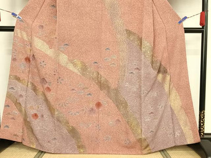 平和屋着物●訪問着 刺繍 草花文 金糸 金彩 正絹 逸品 AAAX0329np