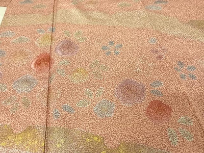 平和屋着物●訪問着 刺繍 草花文 金糸 金彩 正絹 逸品 AAAX0329np