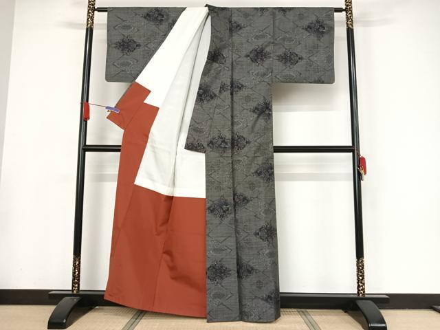 平和屋着物●本場大島紬 カタス7マルキ 花菱文 正絹 逸品 AAAX0330np