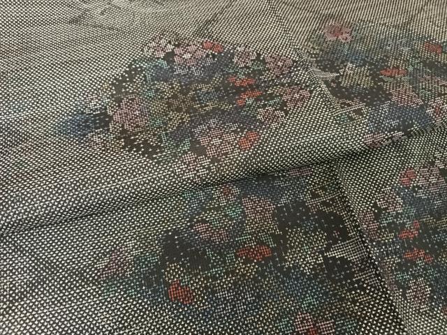 平和屋着物●本場大島紬 カタス7マルキ 花菱文 正絹 逸品 AAAX0330np