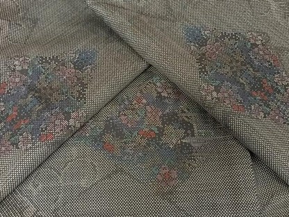 平和屋着物●本場大島紬 カタス7マルキ 花菱文 正絹 逸品 AAAX0330np