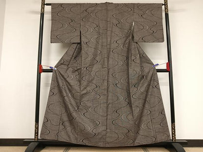 平和屋着物●本場大島紬 カタス９マルキ 流水 正絹 逸品 AAAX0372np