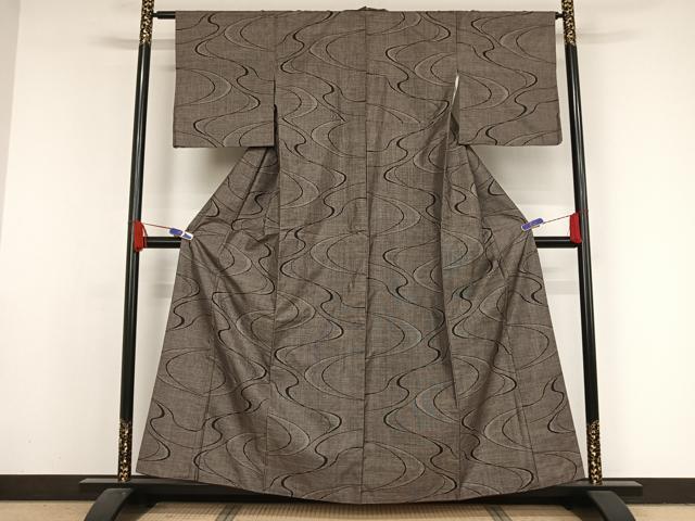 平和屋着物●本場大島紬 カタス９マルキ 流水 正絹 逸品 AAAX0372np