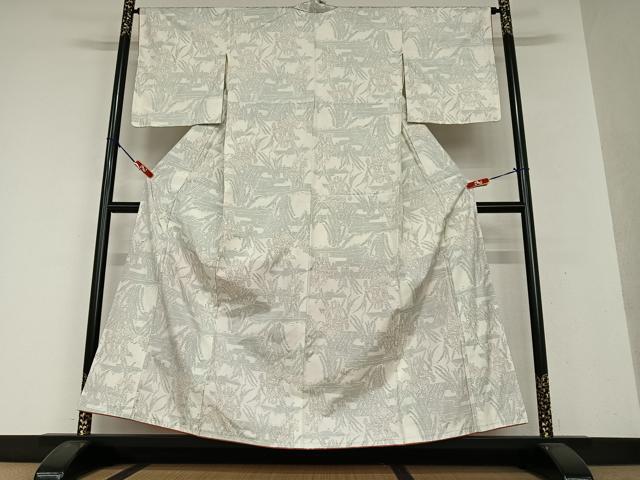 平和屋着物●本場大島紬 白大島 杜若 正絹 逸品 AAAX0565zg
