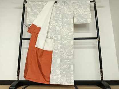 平和屋着物●本場大島紬 白大島 杜若 正絹 逸品 AAAX0565zg