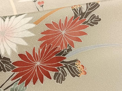 平和屋着物●訪問着 友禅 流水草花文 暈し染め 正絹 逸品 AAAX0573zg