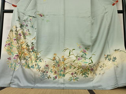 平和屋着物●訪問着　花鳥文　暈し染め　金銀彩　正絹　逸品　未使用　AAAX0574zg