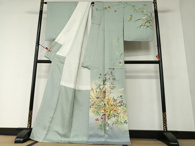 平和屋着物●訪問着　花鳥文　暈し染め　金銀彩　正絹　逸品　未使用　AAAX0574zg
