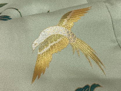 平和屋着物●訪問着　花鳥文　暈し染め　金銀彩　正絹　逸品　未使用　AAAX0574zg