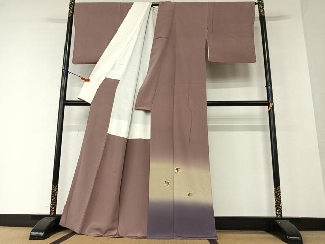 平和屋着物●蓑虫工芸作家 田尾笛秋 色留袖 貝合せ花文 暈し染め 金彩 正絹 逸品 AAAX0575zg