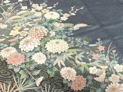 平和屋着物●訪問着　流水松竹梅花文　暈し染め　金彩　正絹　逸品　AAAX0576zg