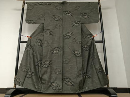 平和屋着物●本場大島紬 カタス9マルキ 樹林風景文 正絹 逸品 AAAX0579zg