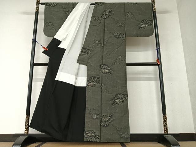 平和屋着物●本場大島紬 カタス9マルキ 樹林風景文 正絹 逸品 AAAX0579zg