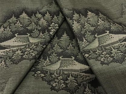 平和屋着物●本場大島紬 カタス9マルキ 樹林風景文 正絹 逸品 AAAX0579zg