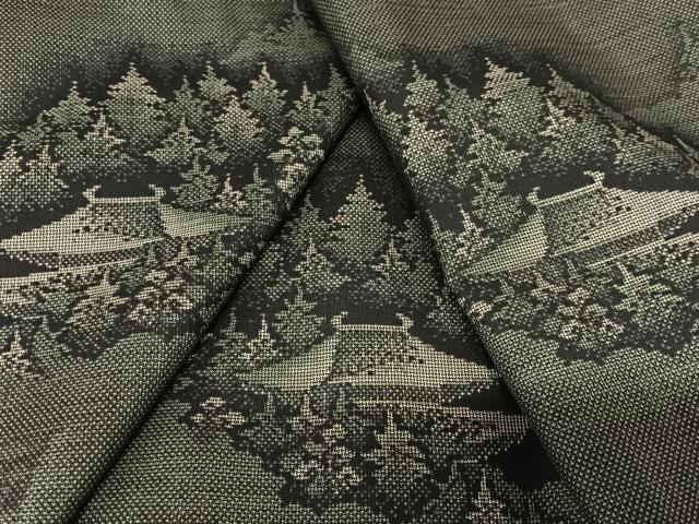 平和屋着物●本場大島紬 カタス9マルキ 樹林風景文 正絹 逸品 AAAX0579zg