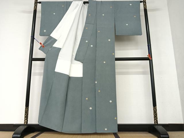 平和屋着物●上質な小紋　舞桜　縞　金彩　正絹　逸品　AAAX0586zg