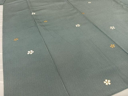 平和屋着物●上質な小紋　舞桜　縞　金彩　正絹　逸品　AAAX0586zg