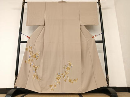 平和屋着物●色留訪問着 友禅 花唐草文 金彩 正絹 逸品 AAAX0589zg