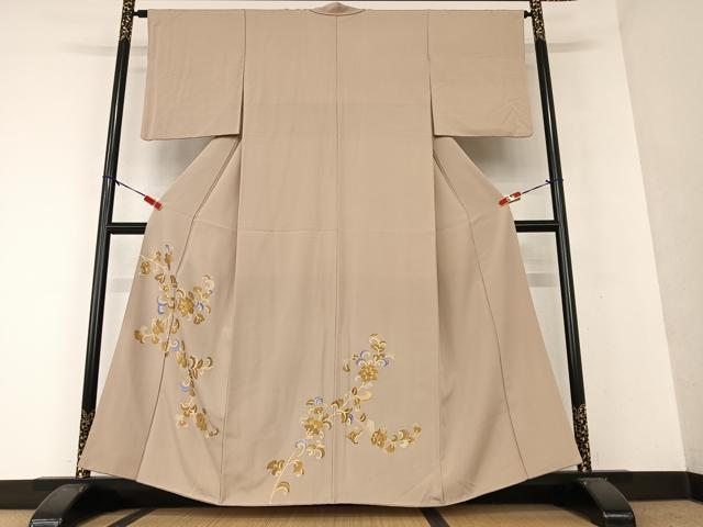 平和屋着物●色留訪問着 友禅 花唐草文 金彩 正絹 逸品 AAAX0589zg
