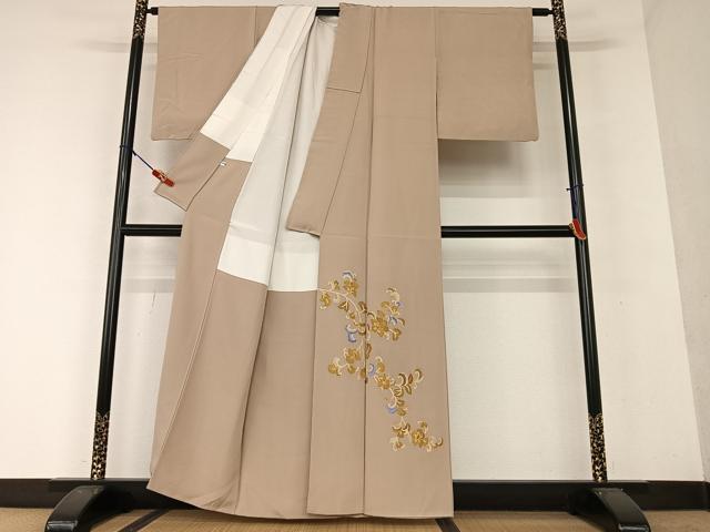 平和屋着物●色留訪問着 友禅 花唐草文 金彩 正絹 逸品 AAAX0589zg