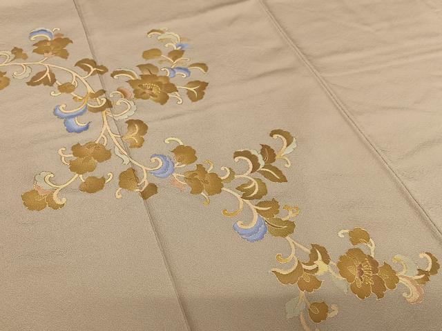 平和屋着物●色留訪問着 友禅 花唐草文 金彩 正絹 逸品 AAAX0589zg