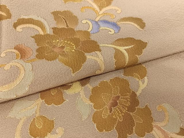 平和屋着物●色留訪問着 友禅 花唐草文 金彩 正絹 逸品 AAAX0589zg