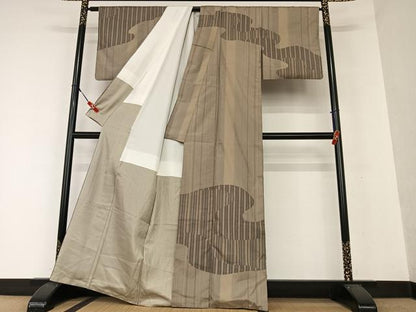 平和屋着物●本場染大島紬 訪問着 変わり縞 正絹 逸品 AAAX0591zg