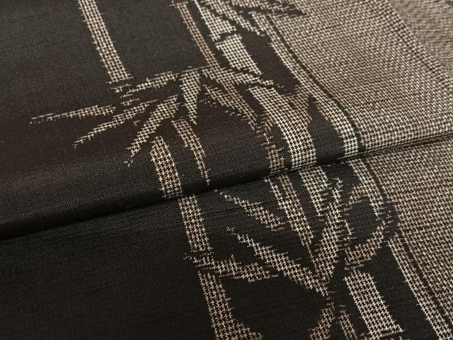 平和屋着物●上質な紬 笹竹文 黒地 正絹 逸品 AAAX0595zg