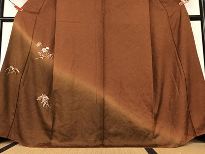 平和屋着物●訪問着　総刺繍　花蝶文　暈し染め　正絹　逸品　AAAX0624zg