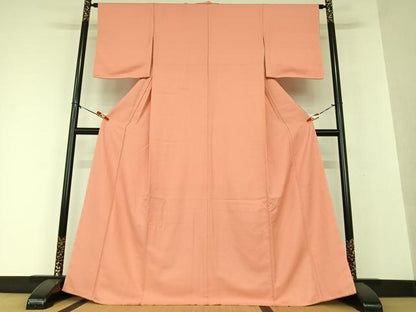 平和屋着物●上質な色無地 甚三紅色 正絹 逸品 未使用 AAAX0634zg