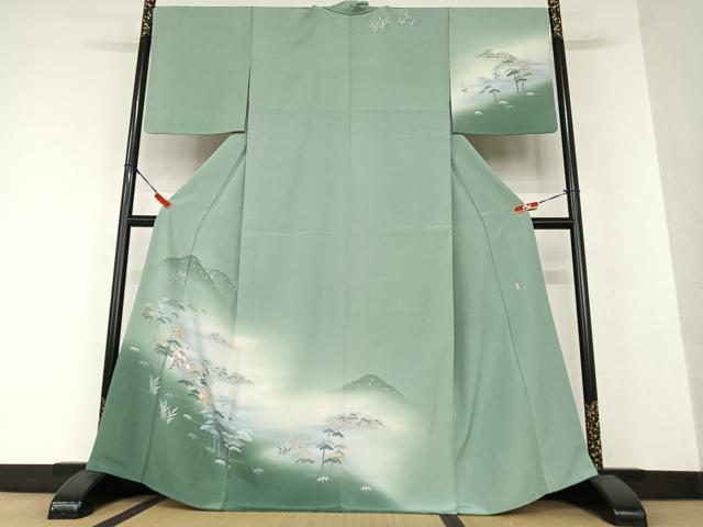 平和屋着物●訪問着 友禅 作家物 松竹梅 正絹 逸品 AAAX0636zg