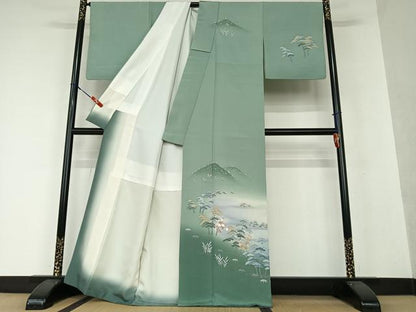 平和屋着物●訪問着 友禅 作家物 松竹梅 正絹 逸品 AAAX0636zg