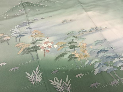 平和屋着物●訪問着 友禅 作家物 松竹梅 正絹 逸品 AAAX0636zg