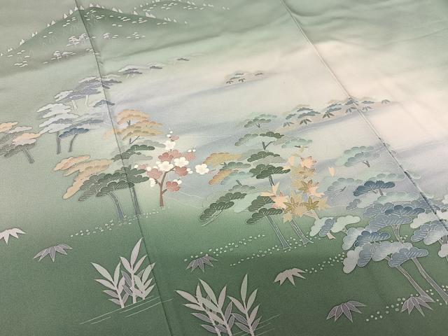 平和屋着物●訪問着 友禅 作家物 松竹梅 正絹 逸品 AAAX0636zg