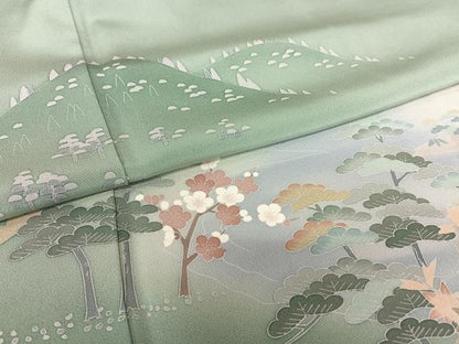 平和屋着物●訪問着 友禅 作家物 松竹梅 正絹 逸品 AAAX0636zg